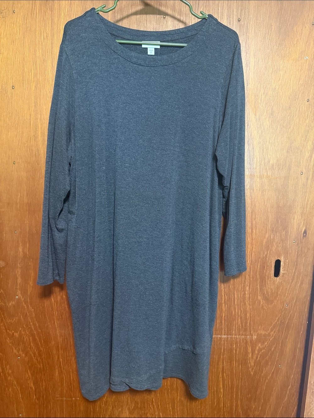 Cozy Dark Gray Long Sleeve Tunic Dress